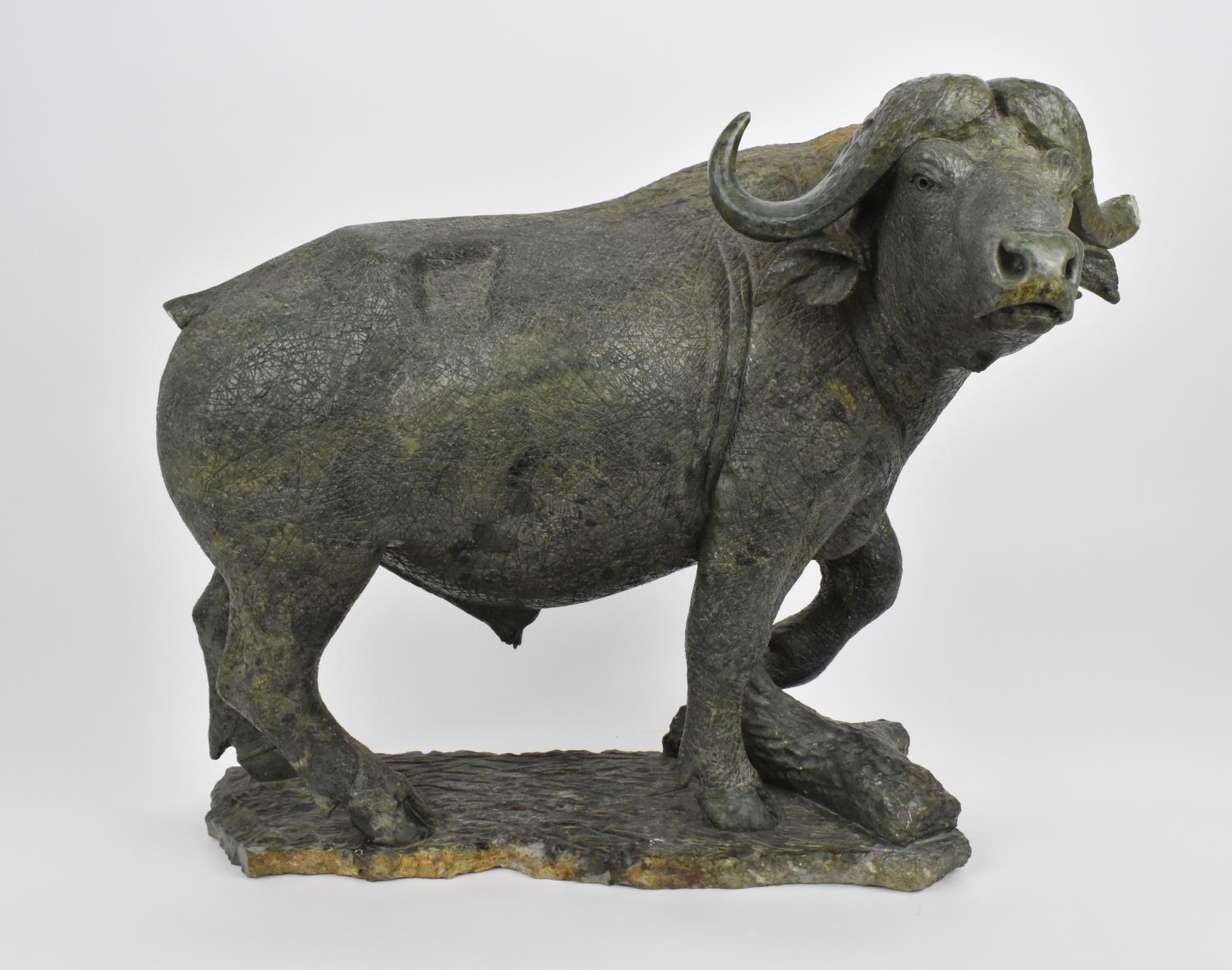 Taurai Maisiri (b. 1959), Zimbabwe a contemporary shona stone sculpture of a water buffalo,