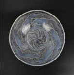 A René Lalique 1920s opalescent glass 'Chiens' pattern bowl, model number 3214, with moulded leaping