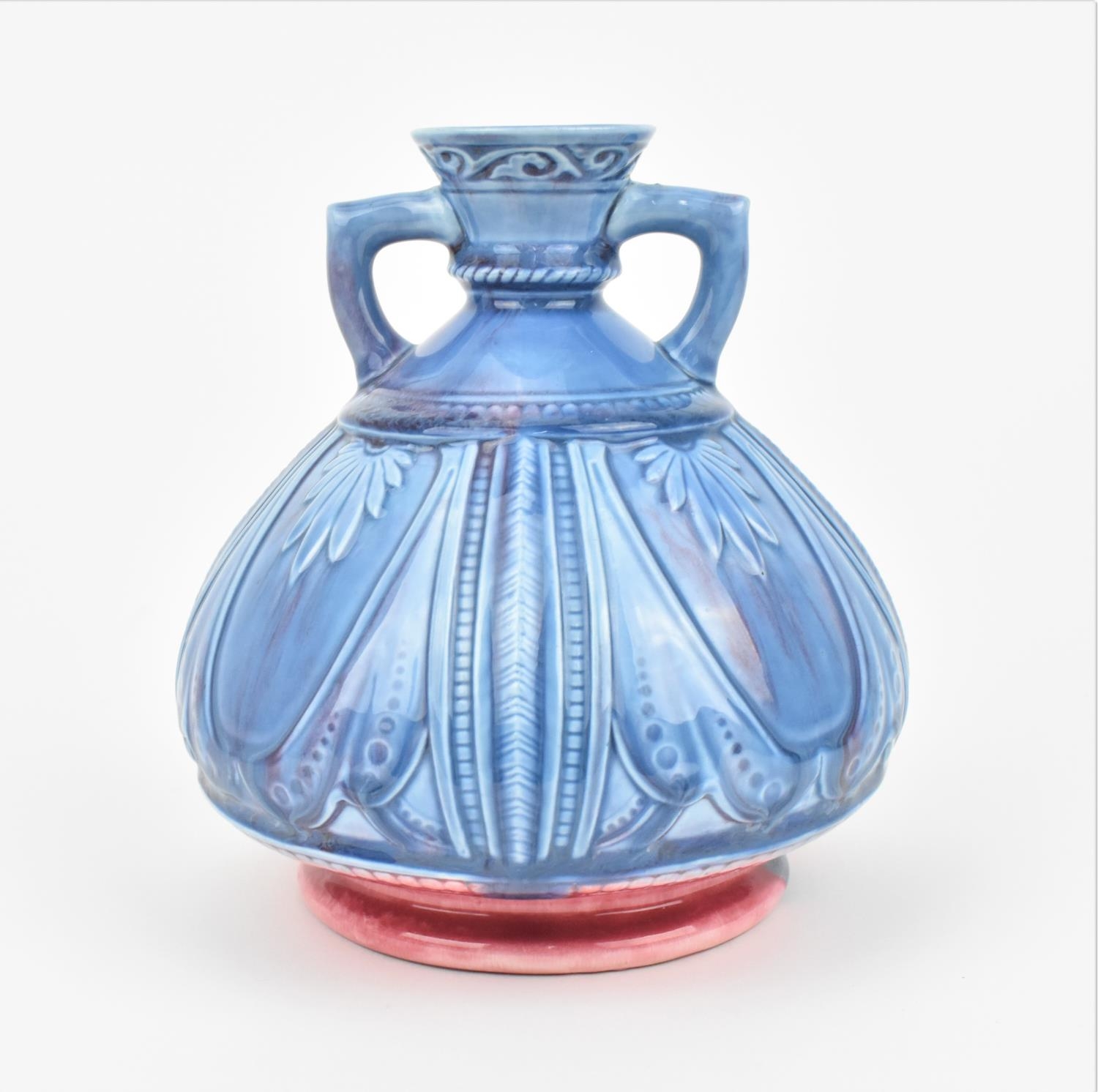 A Victorian Aesthetic style Royal Worcester vase, of bulbous form with blue and pink mottled