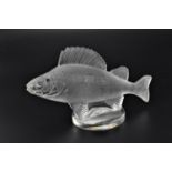 A René Lalique clear and frosted glass Perche Poisson / Perch Fish car mascot, model number 1158,