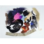 A collection of early 20th century ladies feather accessories, possibly to mount onto hats, some