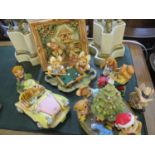A quantity of PenDelfin models of rabbit characters to include a musical Christmas display, a framed