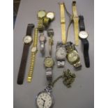 A collection of 20th century watches to include a gent's Roamer, a gent's Mu Du and gold plated