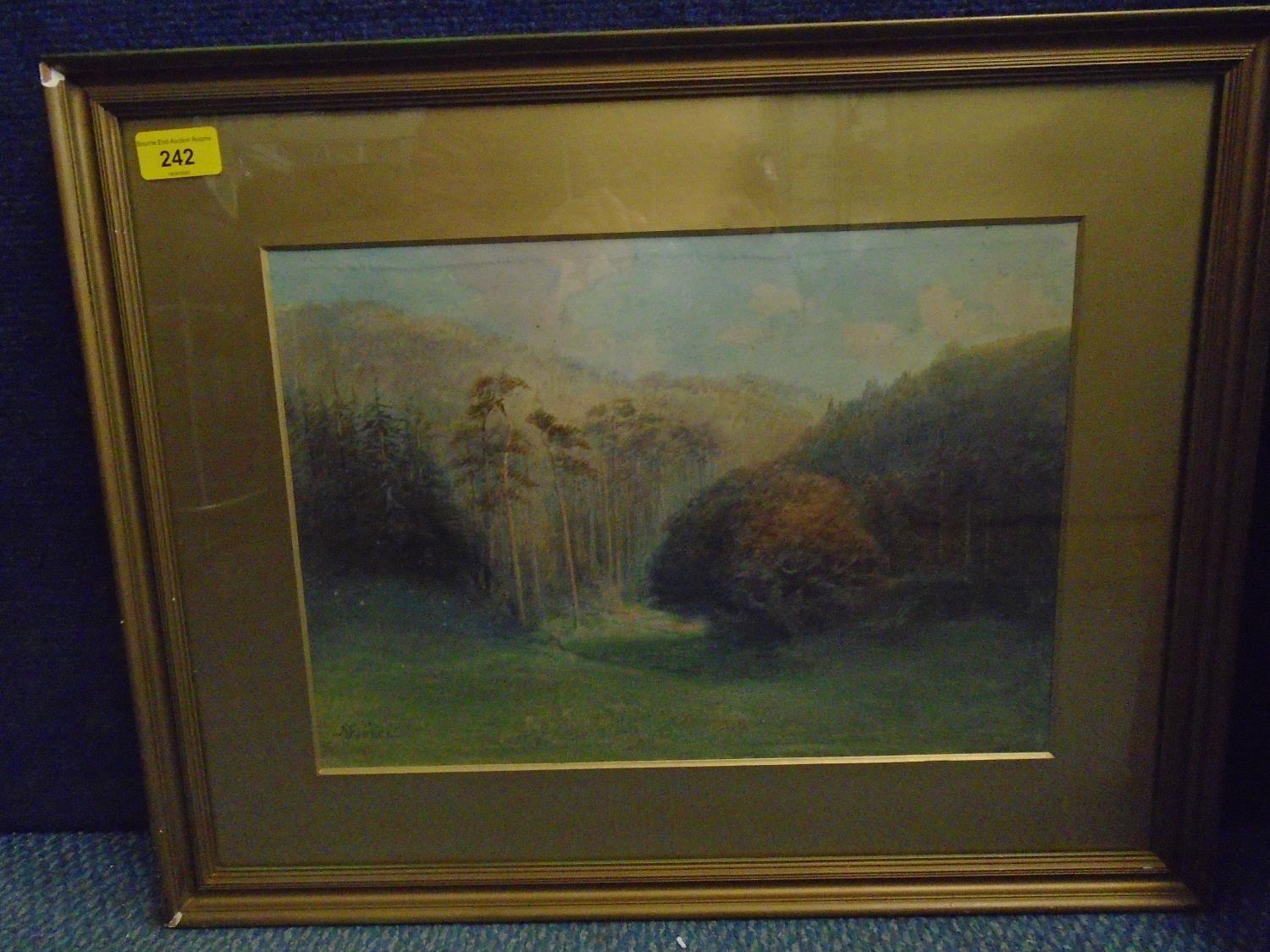 A Fisher - 'The Fairy Glen Sandbridge Park by The Dart' - watercolour landscape with grassland - Image 2 of 6