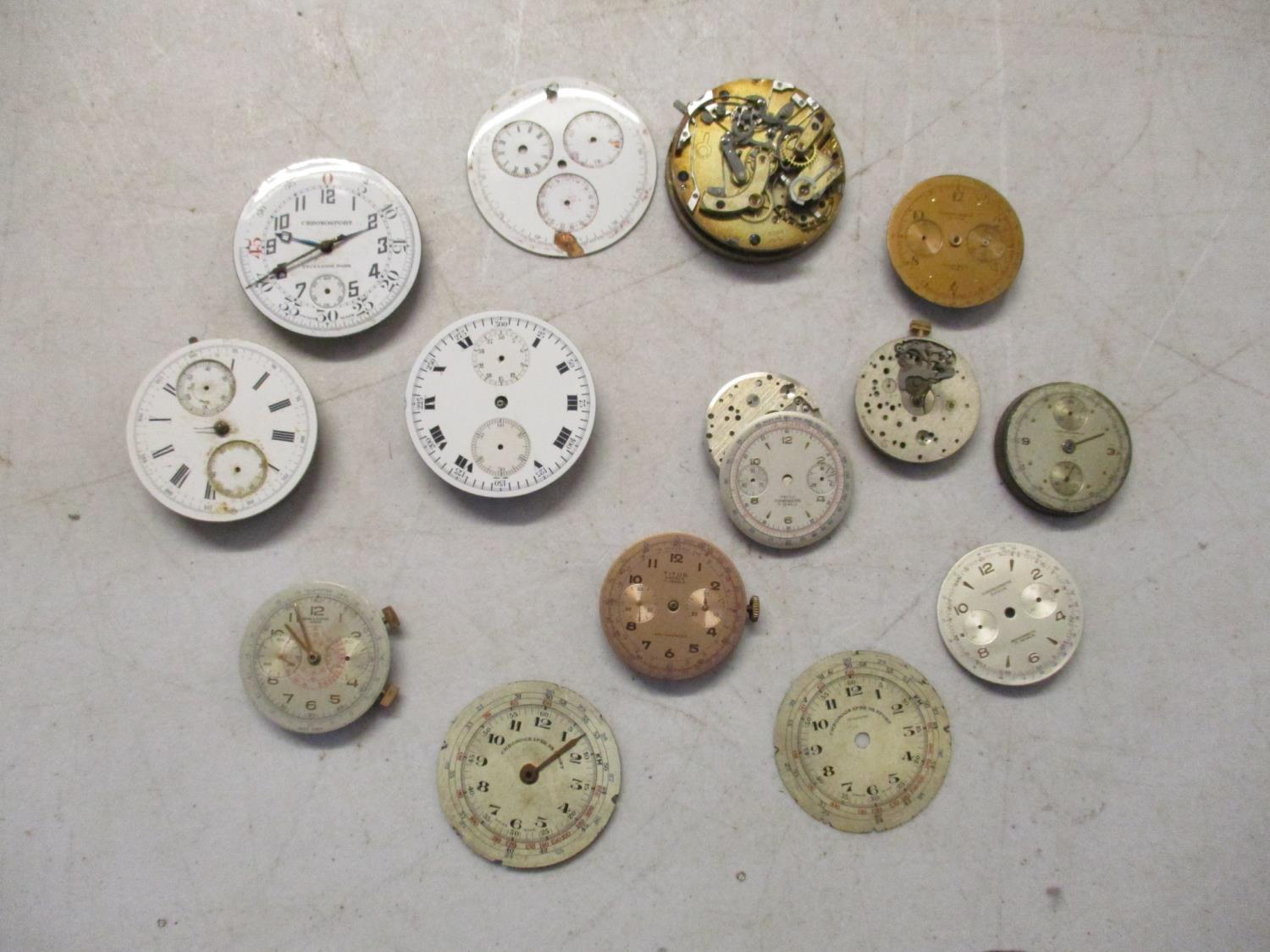 Chronograph pocket watch parts to include a Baume and Mercier A/F Location: Cabs