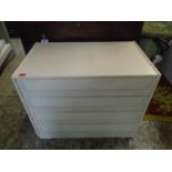 A wooden white painted four drawer chest of drawers 70 x 84 x 50cm Location: G