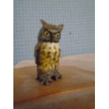 An Austrian cold painted bronze model of a short eared owl, 4cm high Location: Cab