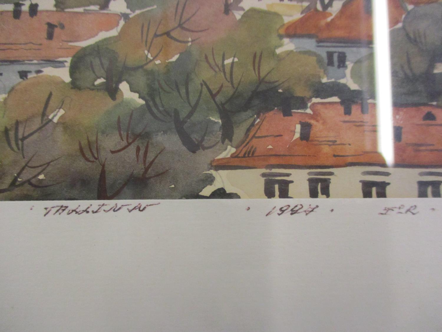 Twentieth century Russian school - a view of a town, a watercolour signed indistinctly and dated - Bild 3 aus 3