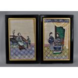 Two Chinese late 19th century/early 20th century rice paper paintings, depicting an emperor with