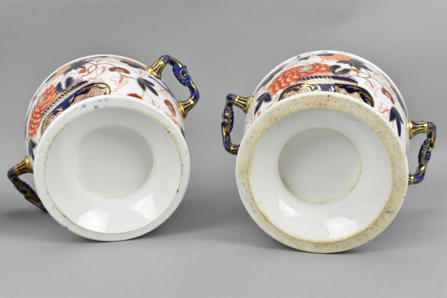 A pair of English porcelain Imari pattern ice-pails, possibly Coalport, early 19th century, with - Image 8 of 11