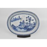 A Chinese Qing dynasty blue and white porcelain meat dish, possibly Qianlong period or later, of