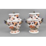 A pair of English porcelain Imari pattern ice-pails, possibly Coalport, early 19th century, with