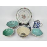 A small collection of Chinese porcelain to include an 18th century export enamelled plate, a late