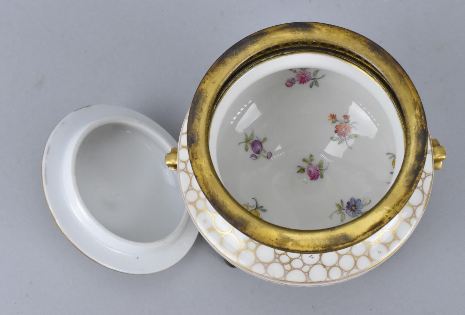 A Franziska Hirsch Dresden porcelain pot pourri vase with pierced ormolu gallery and base, the - Image 4 of 6