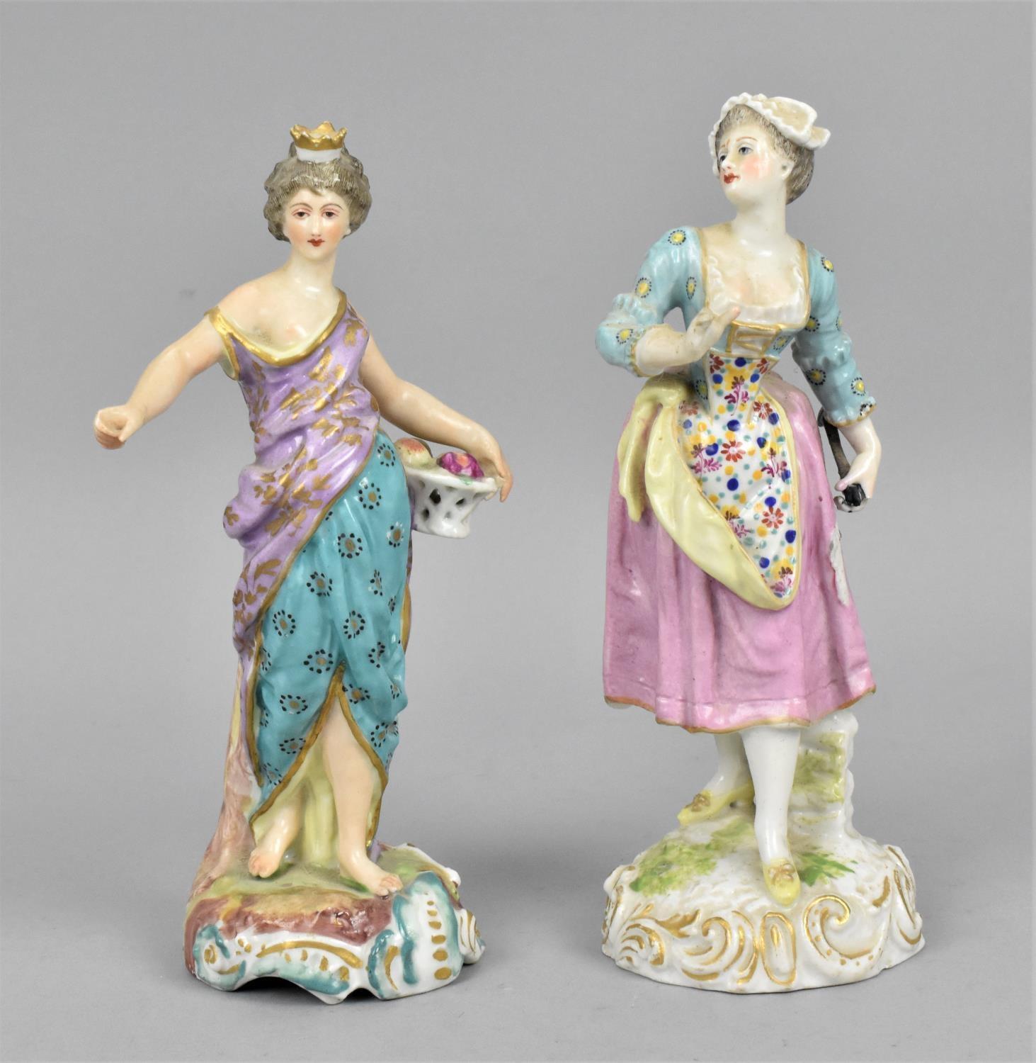 Two early 19th century Royal Crown Derby figures, one modelled as an allegorical figure with crown