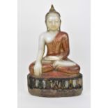 A large Burmese alabaster sculpture of Buddha Shakyamuni, 18th/19th century, in dhyana asana pose,