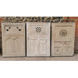 A set of three Victorian carved and moulded doors, two with dates to the front, one 1848, the