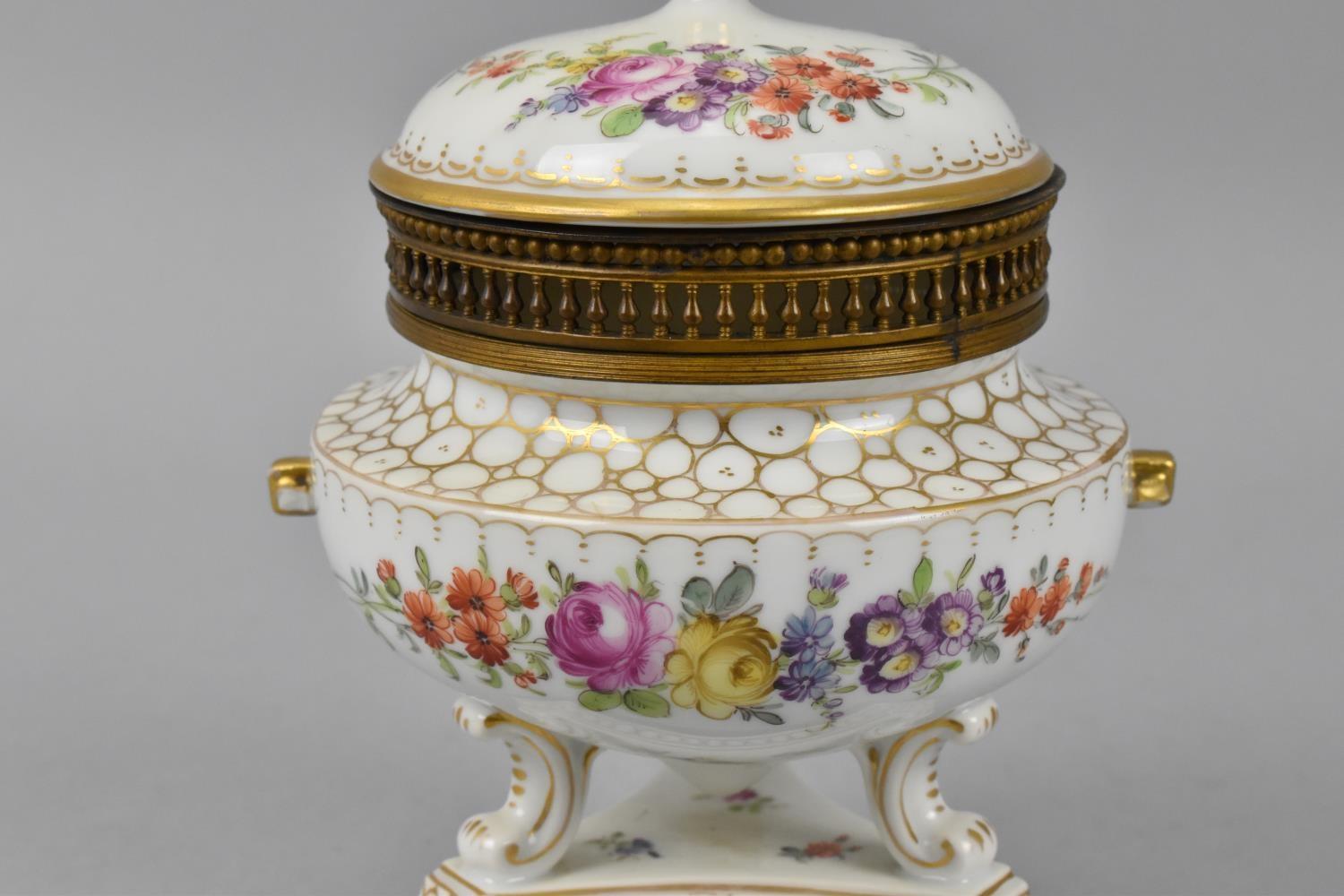 A Franziska Hirsch Dresden porcelain pot pourri vase with pierced ormolu gallery and base, the - Image 2 of 6