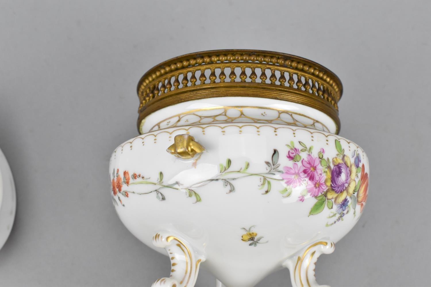 A Franziska Hirsch Dresden porcelain pot pourri vase with pierced ormolu gallery and base, the - Image 6 of 6