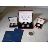 Silver and other coins to include a £1 proof 1983, two silver 10 pence pieces 1992, a 1984-1987 £1