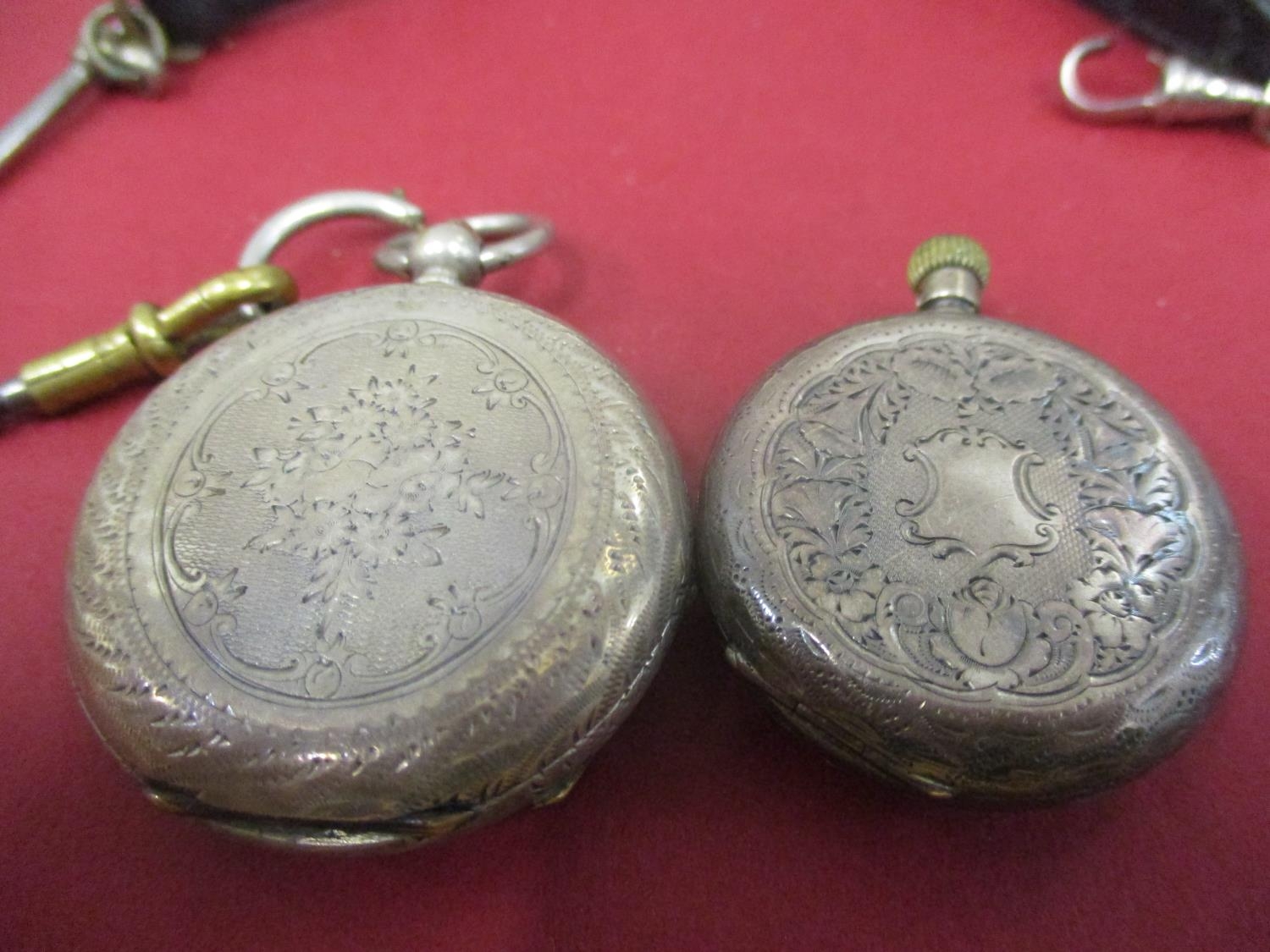 Two Continental silver pocket watches and one leather pocket watch strap Location: Cab - Image 3 of 3