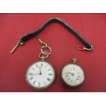 Two Continental silver pocket watches and one leather pocket watch strap Location: Cab