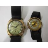 A vintage Rotary Super-Sport wrist watch with 9ct gold case together with another vintage 9ct gold