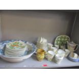 A selection of ceramics to include a set of twelve St Clements majolica fruit plates, Smiths Sectric