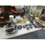 A mixed lot to include a 'Chairman' tobacco nymph match striker A/F, a Denby part dinner service,