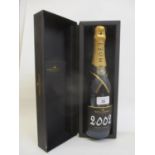 A single boxed bottle of 2002 Vintage Moet & Chandon Champagne