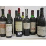 Eight bottles of red wines to include Chateauneuf du-pape and one half bottle of Mouton Cadet, one