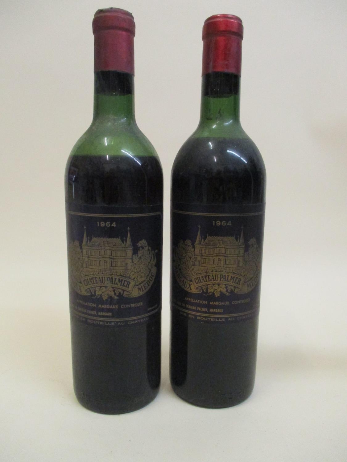 Two bottles of Chateau Palmer 1964 Margaux Medoc Location: L.4