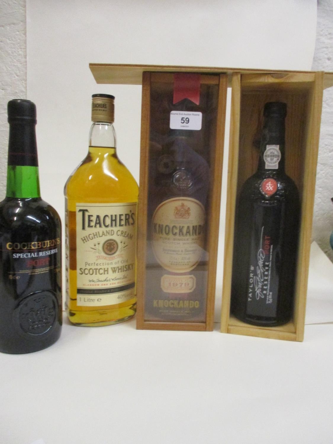 One bottle of Teachers Scotch Whisky, one bottle of Knockado 1979 single malt scotch whisky 1979