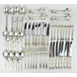 An English silver 60 piece cutlery set by United Cutlers, Sheffield, 1992, comprising eight of