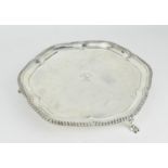 A Georgian Scottish silver salver by William & Patrick Cunningham, Edinburgh 1819, of hexagonal