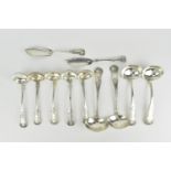 A collection of George III and early Victorian Scottish silver sauce ladles, to include a pair by