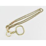 A 9ct gold belcher link chain, with 9ct gold hook, holding a gold plated Victorian style