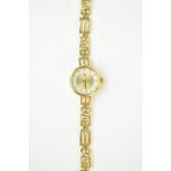 A 9ct yellow gold BB ladies wristwatch, with jewelled dial, 17 cm long, total weight 10.5 grams