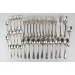 A collection of mid 20th century Egyptian silver cutlery, comprising twelve soup spoons and eleven