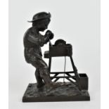 After Charles Louis Menne (1822 - 1894) French 'The knife grinder' modelled as a patinated bronze