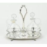 A 20th century Italian silver and glass oil and vinegar cruet set, the stand stamped 800, with