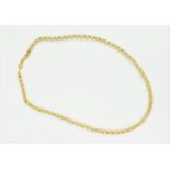 A 9ct yellow gold belcher round chain necklace with lobster clasp, chain 45 cm long, 7.8 grams