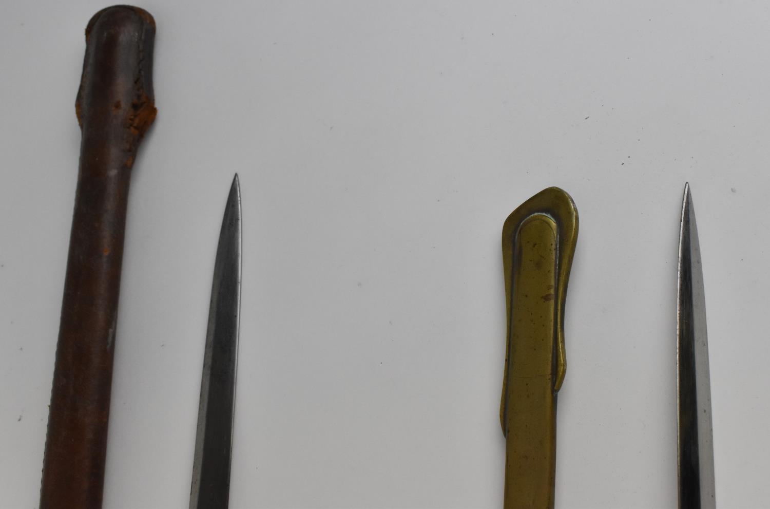 Two British army dress swords, one with leather scabbard, the grip with shagreen and large hoop - Image 15 of 15