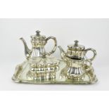 A post 1886 German silver tea and coffee service with matching tray by Koch and Bergfield,