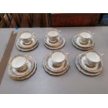 A set of six Royal Albert teacups, saucers and side plates with Silver Birch pattern Location: 9.5