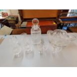 Crystal to include a decanter, fruit bowls and six glasses Location: 6.3