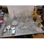 Glass and crystal to include decanters, vases, jugs, pots together with other sundry items Location: