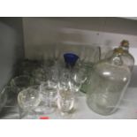 Mixed glassware A/F to include rummers and a large vase (nibbles around rim) and two demijohns