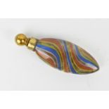 A Venetian perfume/scent phial, the body with multicoloured strands, gilt metal collar, and gilt