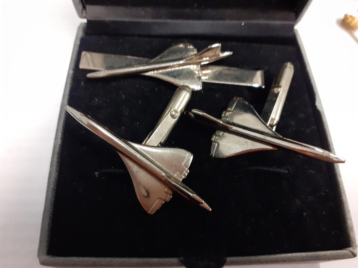 An Ultimate Collection Concorde cufflink set, other cufflinks, two stick pins, a Defence Medal and a - Image 3 of 5